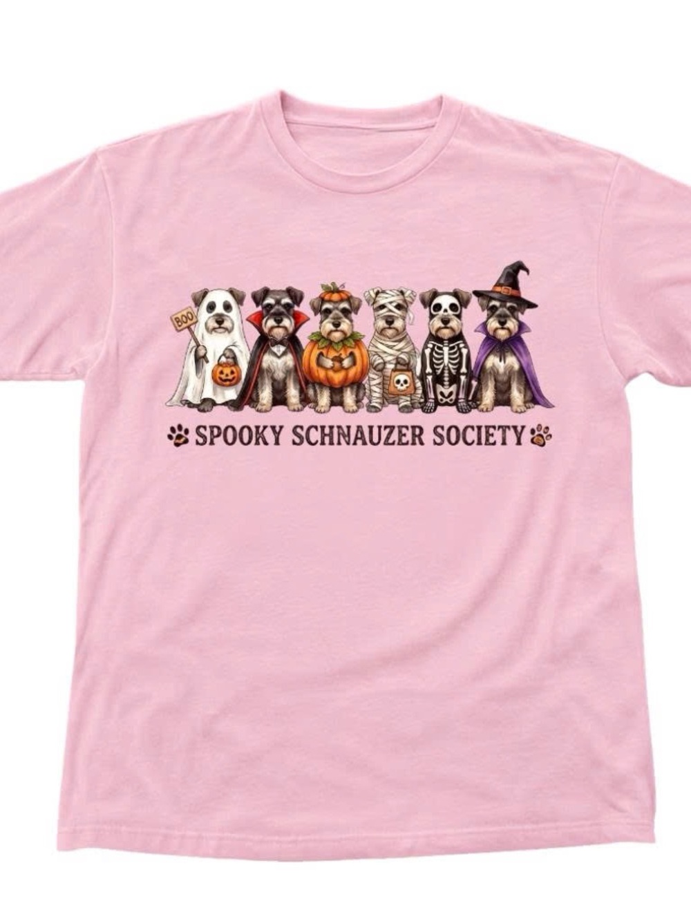 Gildan Shirt Spooky Schnauzer Society Pink Halloween Dog Tee